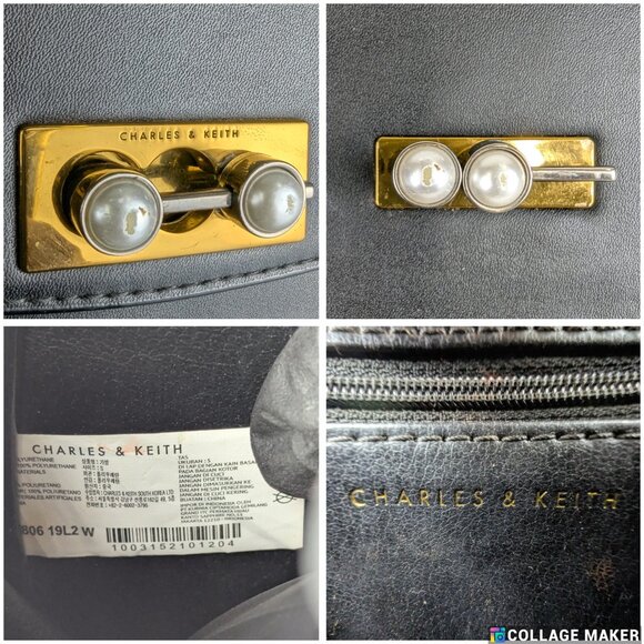 CHARLES & KEITH Horse Shoe Top Handle Bag Black Shoulder Bag - Picture 7 of 14